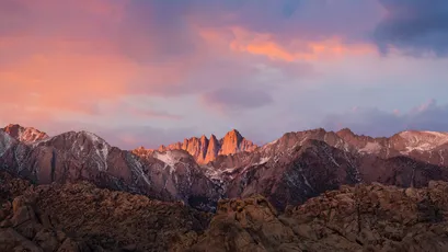雪山日落 山脉 日落 自然风光 4K