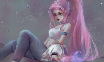 粉色长发少女的梦幻场 动漫风格 粉色头发 幻想背景 4K