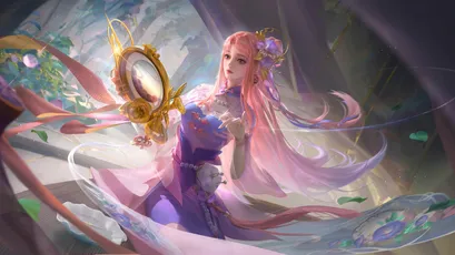 梦幻镜中少女 幻想 唯美 粉色 4K