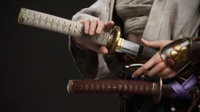 武士持刀特写 日本刀 武士 传统 4K