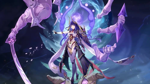 神秘魔法少女 动漫风格 紫色调 魔法主题 8K