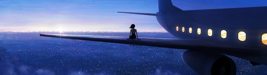云端独坐的旅人 航空 黄昏 梦幻 4K