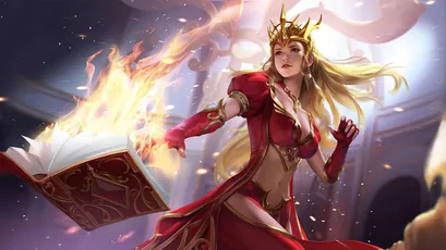 火焰魔法书 奇幻 魔法 红色 4K