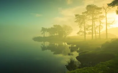 晨雾湖光 湖景 晨雾 自然风光 4K