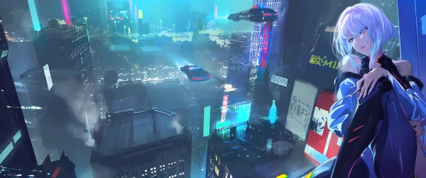 赛博都市夜景 赛博朋克 未来城市 霓虹灯光 2K