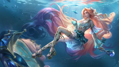 海底梦幻美人 水下场景 幻想风格 柔和色彩 4K