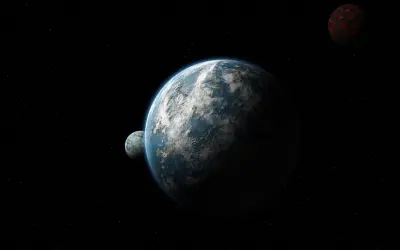 地球与月球 太空 地球 月球 4K