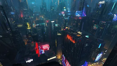 赛博朋克都市夜景 城市夜景 赛博朋克 霓虹灯光 4K