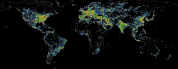 全球光污染分布图 地球 夜晚 光污染 4K