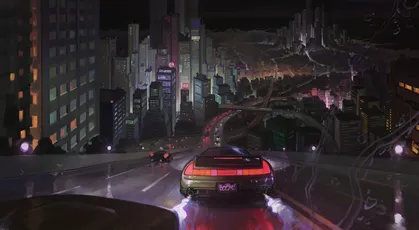 赛博都市夜景 科幻城市 霓虹灯光 未来风格 4K