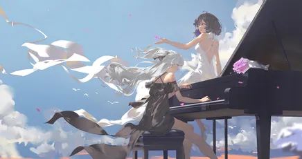 钢琴少女 场景 风格 颜色 4K