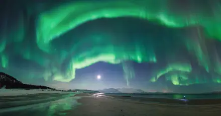 极光下的海岸夜景 极光 夜景 自然风光 1080P