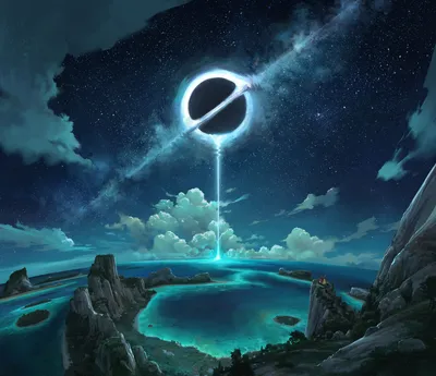 神秘的星空与湖景 科幻 夜空 湖泊 4K