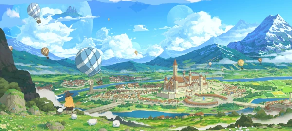 梦幻城堡风光 奇幻场景 卡通风格 色彩鲜艳 1080P