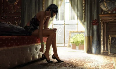 昏暗房间中的女性 室内 复古 昏暗 4K