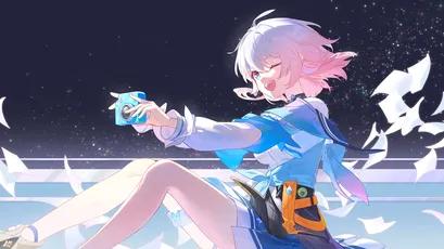 星夜少女 动漫 星空 蓝色 4K