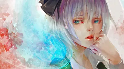 水彩风银发少女 动漫 少女 水彩 2K