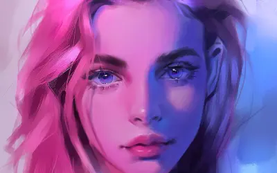 赛博朋克风格少女肖像 肖像画 数字艺术 赛博朋克 2K