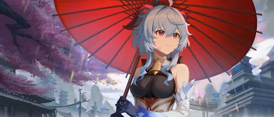 雨中红伞的少女 雨天 日本风格 红色伞 4K