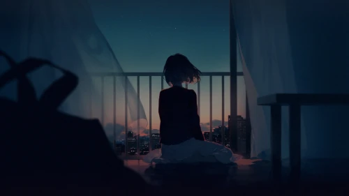 黄昏阳台 黄昏 阳台 孤独 1080P