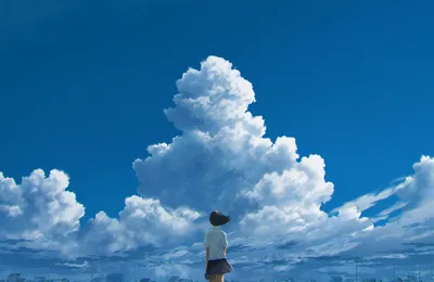 仰望云海 天空 云朵 动画风格 4K
