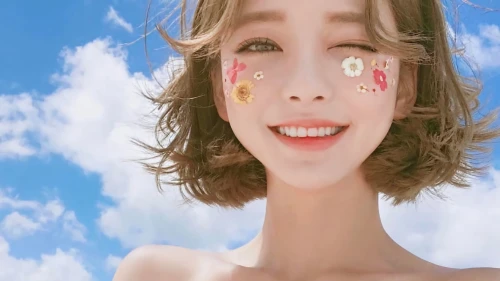 蓝天下的花颜微笑 户外 少女 滤镜 1080P