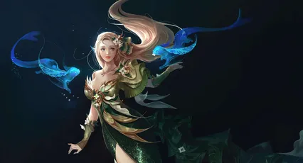 神秘的水下精灵 水下世界 幻想风格 绿色调 4K