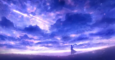 星空下的舞者 星空 舞蹈 紫色 4K