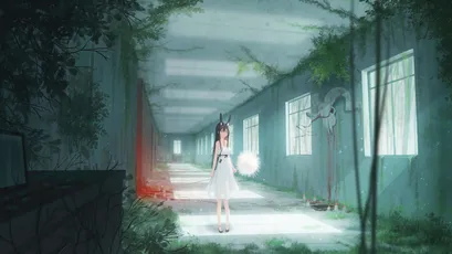 幽灵女孩的走廊 夜晚 恐怖 幻想 4K