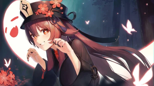 幽暗森林中的少女 幽暗森林 幻想风格 橙色花朵 4K