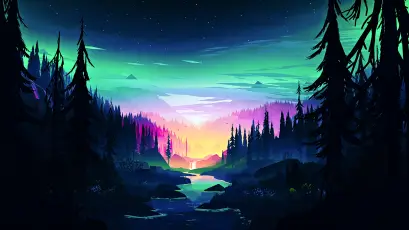 梦幻森林夜景 森林 夜景 星空 8K
