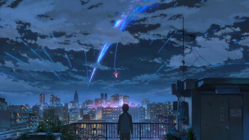 夜空下的城市 夜晚 城市 烟花 1080P