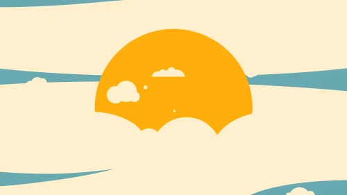 夕阳云海插画 夕阳 云海 插画风格 4K