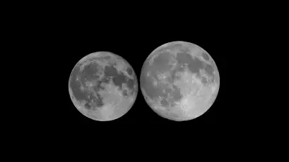 双月并列夜空 月亮 夜晚 对比 4K
