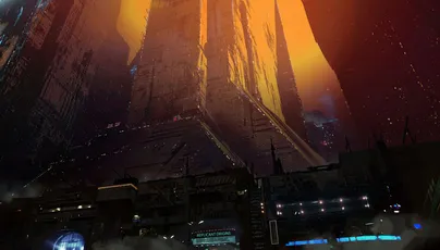末日都市剪影 科幻城市 末世风格 橙黑配色 4K