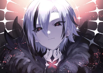 银发暗翼少女 动漫 幻想 黑暗 2K