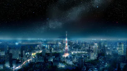 夜景城市星空 城市夜景 星空 科幻风格 4K