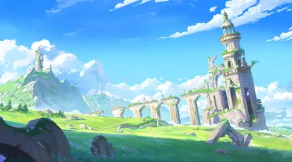 幻想风格的古建筑与自 幻想 古建筑 自然景观 8K