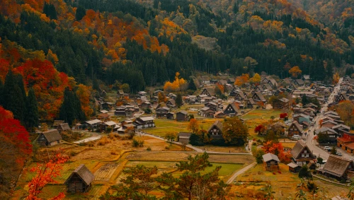 秋日山村风光 山村 秋景 自然风光 4K