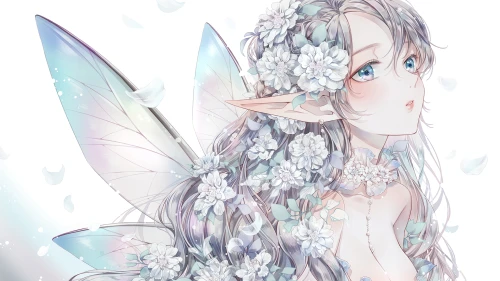 花冠精灵少女 动漫 精灵 花朵 1080P