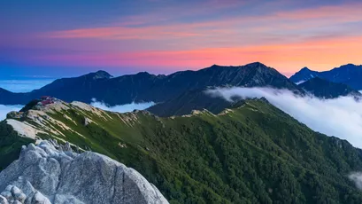 山巅云海日落 山脉 云海 日落 4K