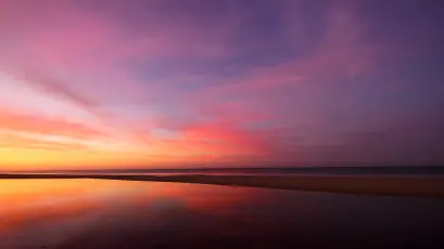 梦幻海滩日落 海滩 日落 天空 4K