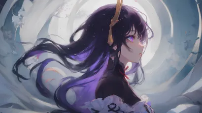 月下紫发少女 动漫 幻想 紫色 1080P