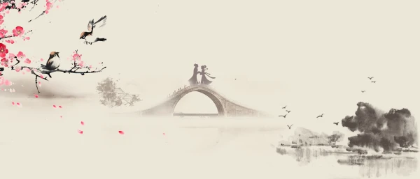 水墨江南春色 水墨画 中国风 古风 4K