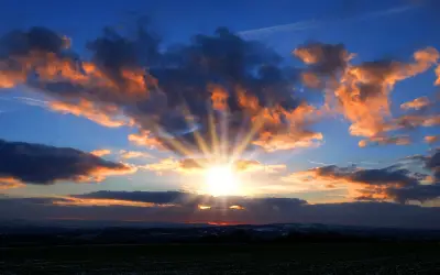 夕阳云霞壮丽景象 日落 云彩 天空 1080P