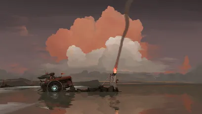 荒原孤影 末日场景 蒸汽朋克 橙灰色调 1080P