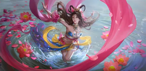 花影舞姬 幻想艺术 水景 粉色花瓣 8K