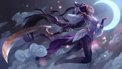 月下持镰的紫发少女 动漫风格 奇幻 夜空 4K