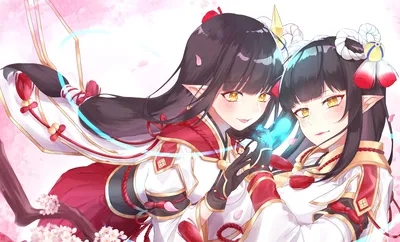 双姝共舞 动漫风格 双人角色 红色服饰 4K