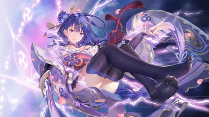 雷电少女 幻想 紫色 闪电 4K